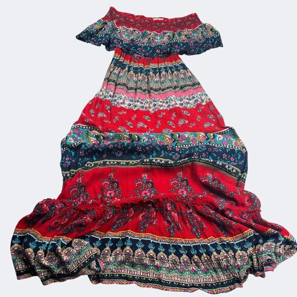 Altar’d State Off Shoulder Floral Tiered Maxi Dress Romantic Boho Cottagecore S - Picture 1 of 10
